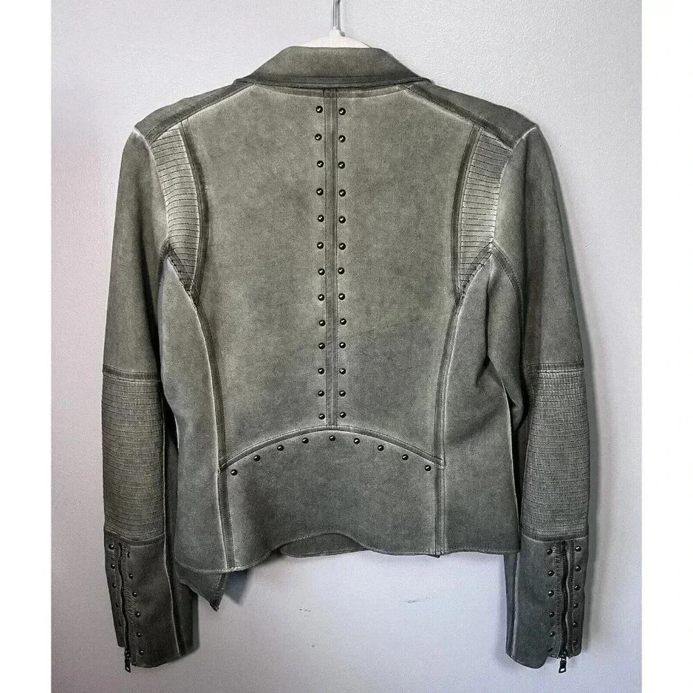 Anthropologie Green Leather Moto Jacket - Picture 3 of 13